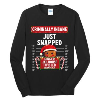 Criminally Insane Ginger Jailhouse Christmas Gingerbread Tall Long Sleeve T-Shirt