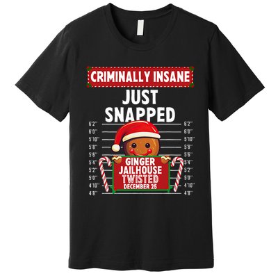 Criminally Insane Ginger Jailhouse Christmas Gingerbread Premium T-Shirt