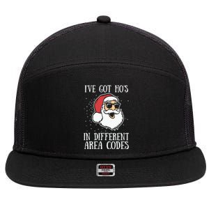 Christmas I'v Got Ho's In Different Area Codes Funny Santa Claus Gift 7 Panel Mesh Trucker Snapback Hat