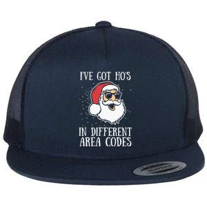 Christmas I'v Got Ho's In Different Area Codes Funny Santa Claus Gift Flat Bill Trucker Hat