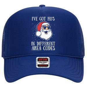 Christmas I'v Got Ho's In Different Area Codes Funny Santa Claus Gift High Crown Mesh Back Trucker Hat