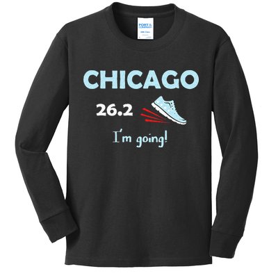 Chicago Im Going Marathon Runner Running 26.2 Kids Long Sleeve Shirt