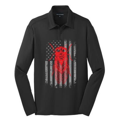 Cicada Insect Great Eastern Brood X Usa 2024 Magicicada Silk Touch Performance Long Sleeve Polo