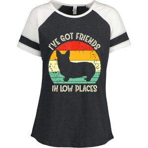 Corgi Ive Got Friends In Low Places Pembroke Welsh Lover Enza Ladies Jersey Colorblock Tee