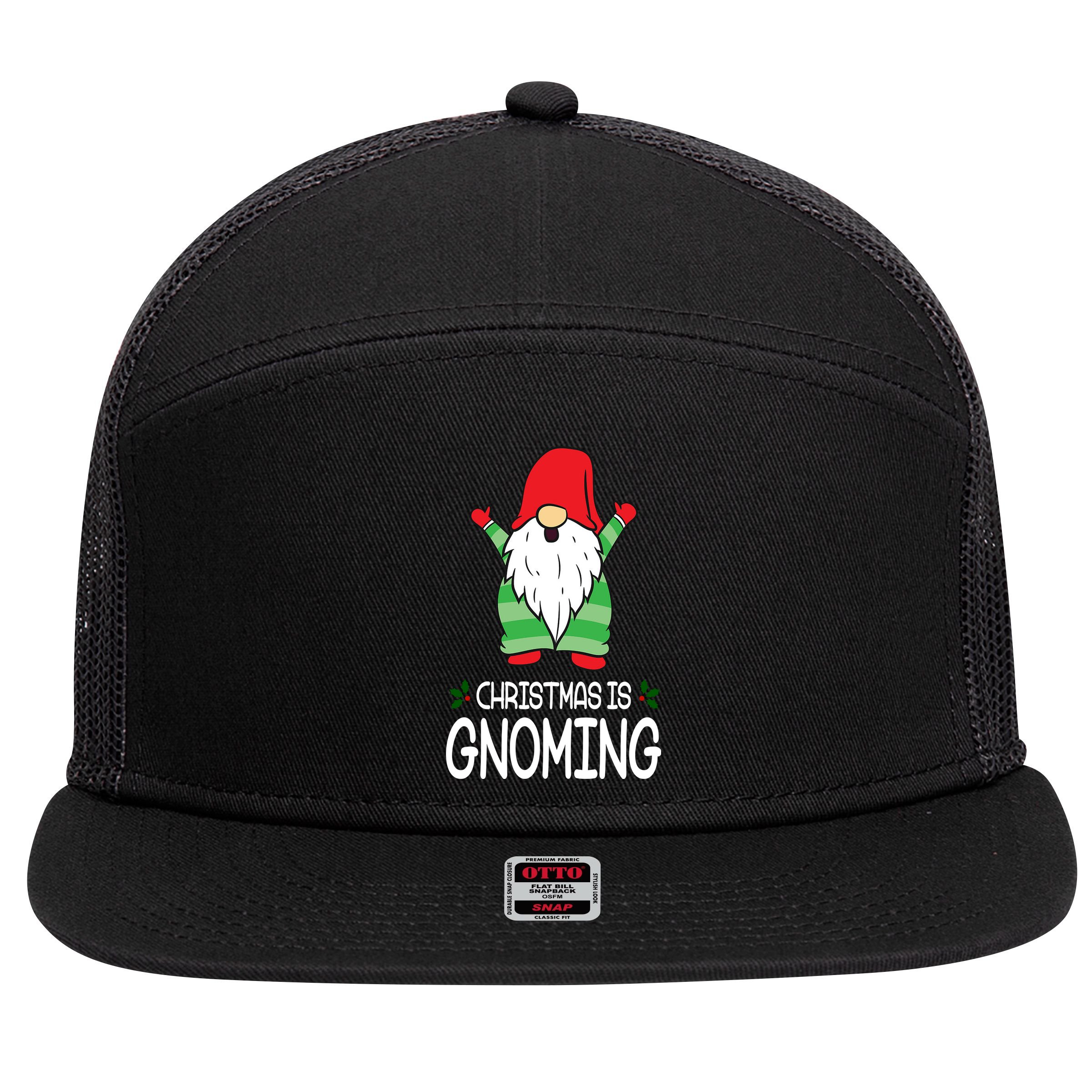 Christmas Is Gnoming 7 Panel Mesh Trucker Snapback Hat