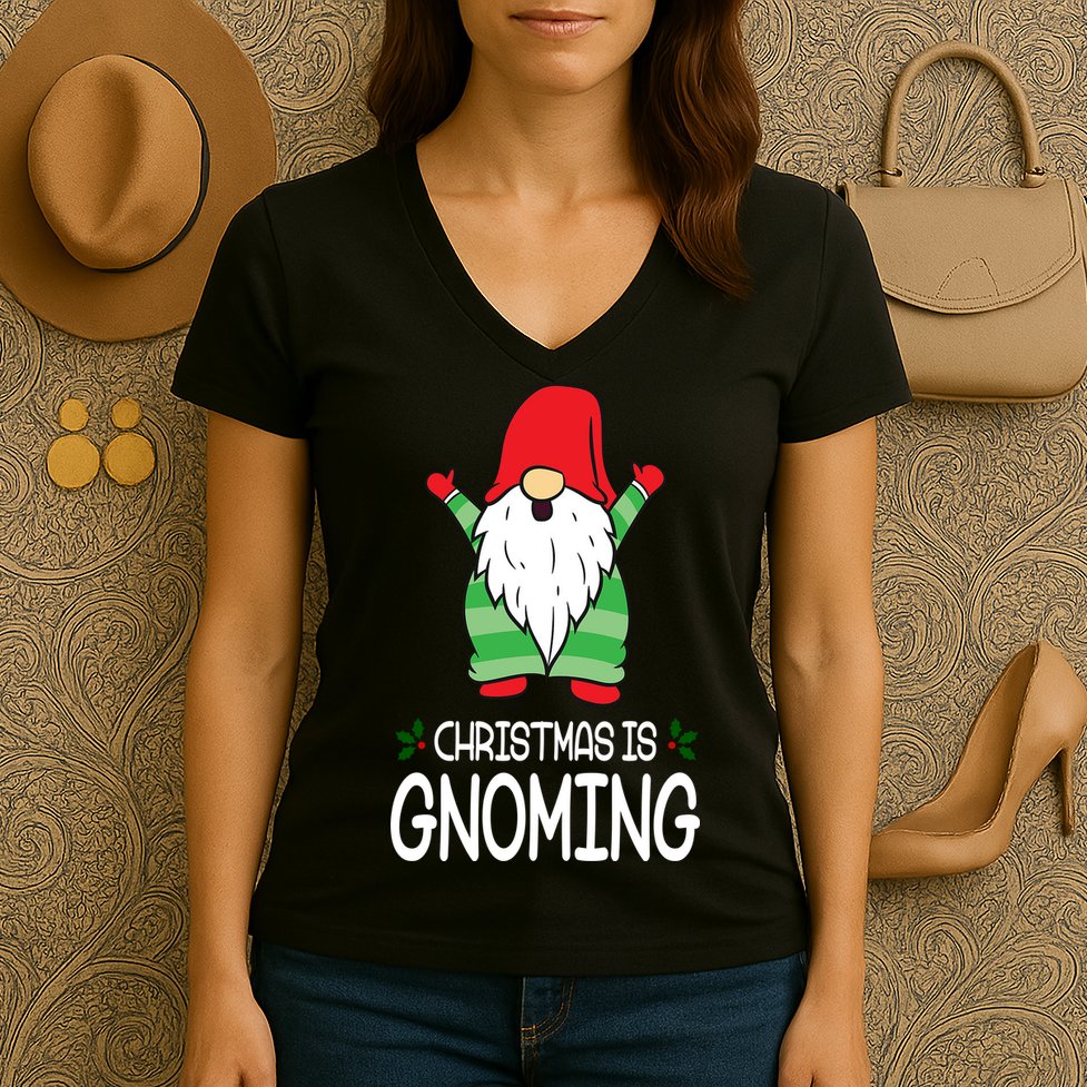 Christmas Is Gnoming Women's V-Neck T-Shirt