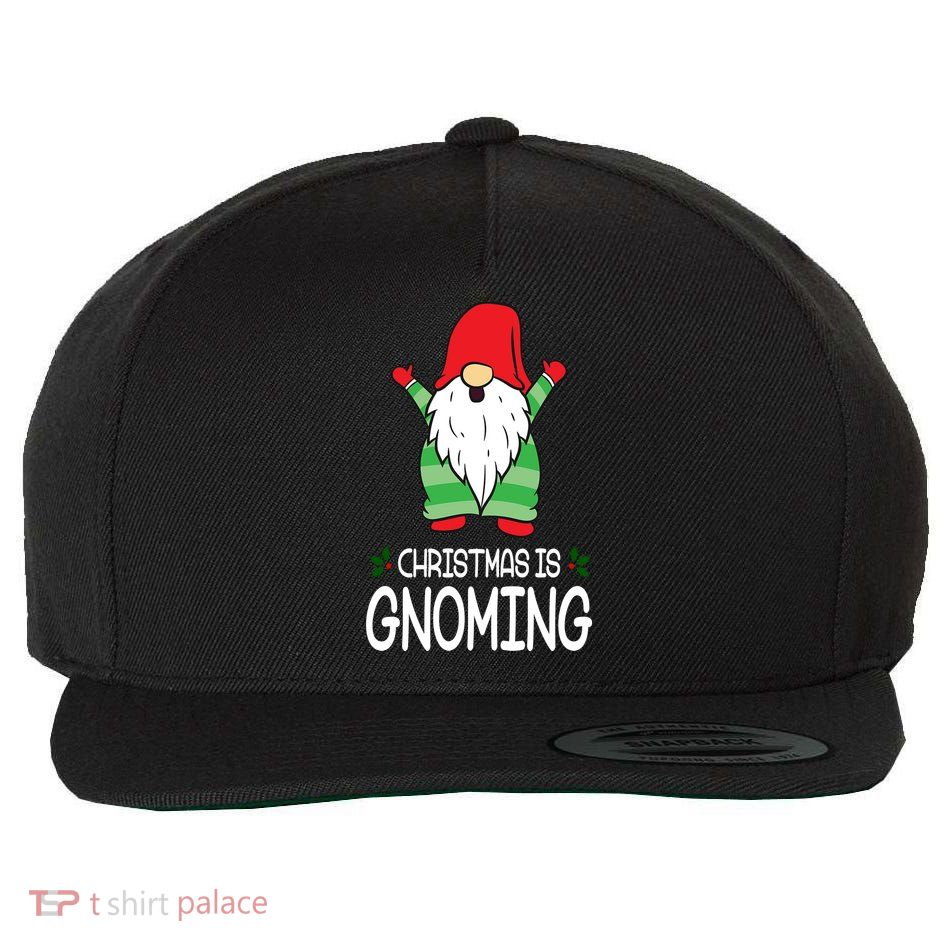 Christmas Is Gnoming Wool Snapback Cap