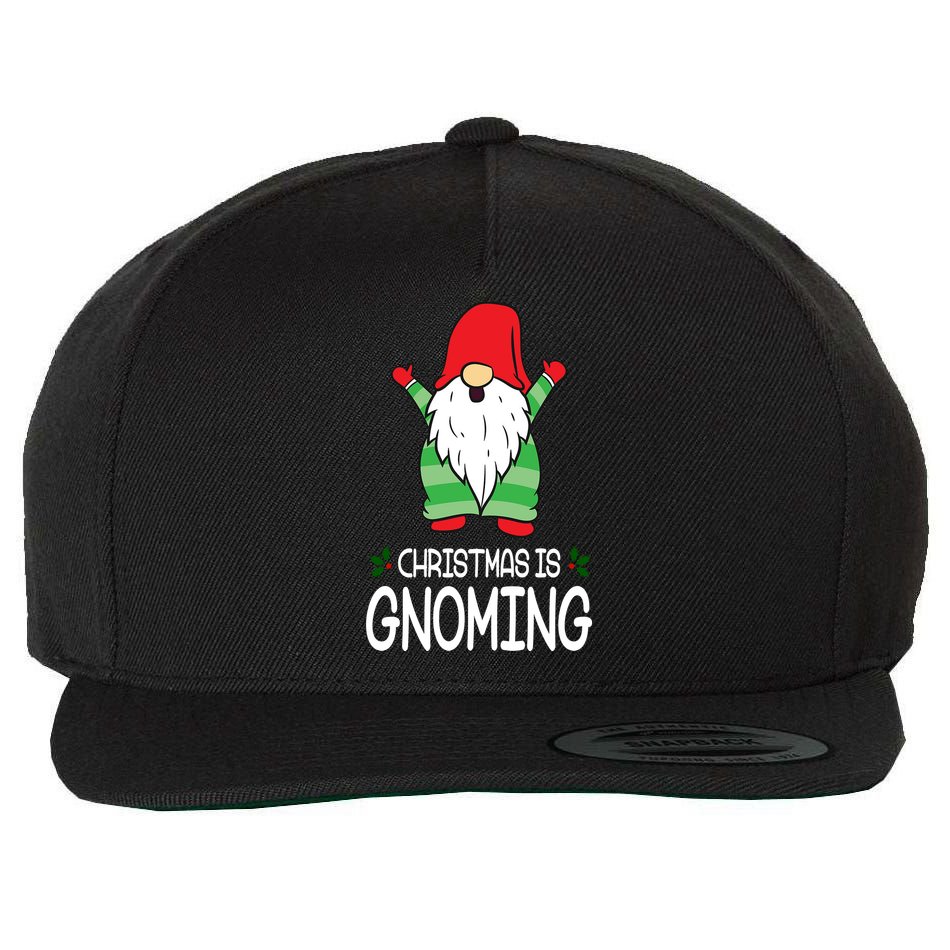Christmas Is Gnoming Wool Snapback Cap