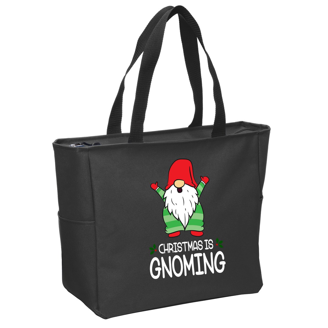 Christmas Is Gnoming Zip Tote Bag