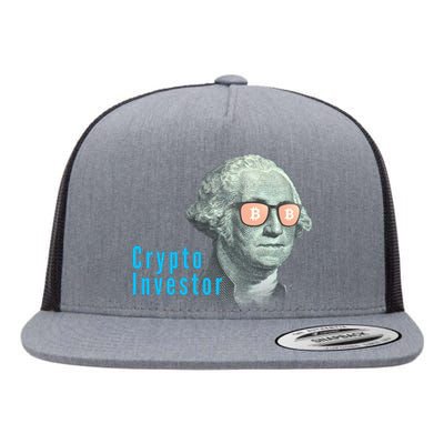 Crypto Investor, George In BTC Glasses, Bitcoin, Blockchain, Cryptocurrency, BTC Flat Bill Trucker Hat