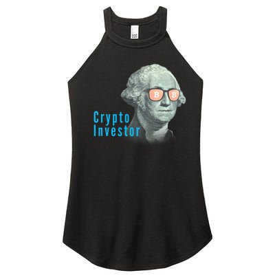 Crypto Investor, George In BTC Glasses, Bitcoin, Blockchain, Cryptocurrency, BTC Women’s Perfect Tri Rocker Tank