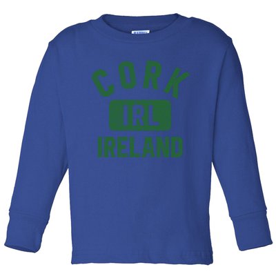 Cork Ireland Gym Style Grey With Distressed Dark Green Print Gift Toddler Long Sleeve Shirt