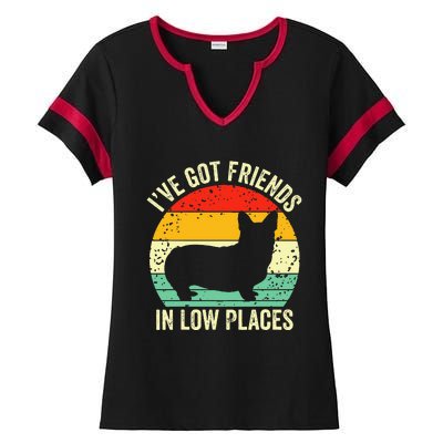 Corgi Ive Got Friends In Low Places Pembroke Welsh Lover Ladies Halftime Notch Neck Tee