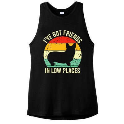 Corgi Ive Got Friends In Low Places Pembroke Welsh Lover Ladies PosiCharge Tri-Blend Wicking Tank