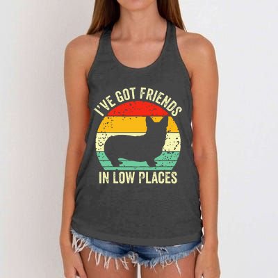 Corgi Ive Got Friends In Low Places Pembroke Welsh Lover Women's Knotted Racerback Tank