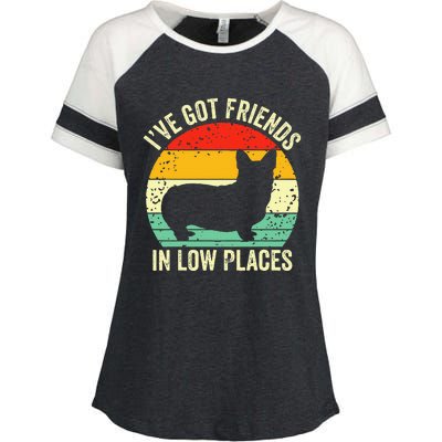 Corgi Ive Got Friends In Low Places Pembroke Welsh Lover Enza Ladies Jersey Colorblock Tee