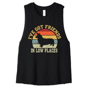 corgi ive got friends in low place dog corgi mom Women's Racerback Cropped Tank