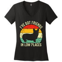 Corgi I've Got Friends In Low Places Pembroke Welsh Lover Women's V-Neck T-Shirt