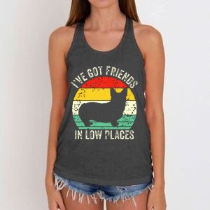 Corgi I've Got Friends In Low Places Pembroke Welsh Lover  Women's Knotted Racerback Tank