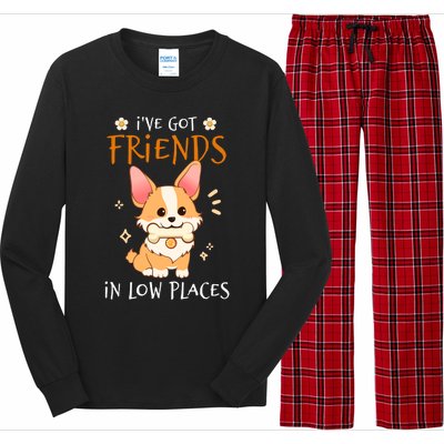 Corgi I've Got Friends In Low Places Pembroke Welsh Lover Great Gift Long Sleeve Pajama Set