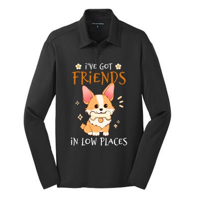 Corgi I've Got Friends In Low Places Pembroke Welsh Lover Great Gift Silk Touch Performance Long Sleeve Polo