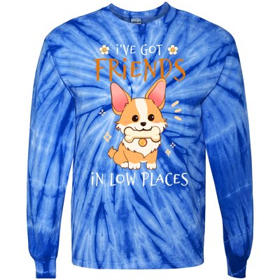 Corgi I've Got Friends In Low Places Pembroke Welsh Lover Great Gift Tie-Dye Long Sleeve Shirt