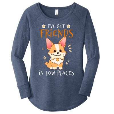 Corgi I've Got Friends In Low Places Pembroke Welsh Lover Great Gift Women's Perfect Tri Tunic Long Sleeve Shirt