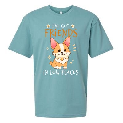 Corgi I've Got Friends In Low Places Pembroke Welsh Lover Great Gift Sueded Cloud Jersey T-Shirt