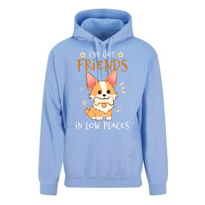 Corgi I've Got Friends In Low Places Pembroke Welsh Lover Great Gift Unisex Surf Hoodie