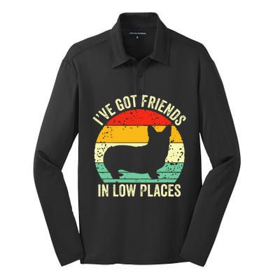 Corgi Ive Got Friends In Low Places Pembroke Welsh Lover Te Silk Touch Performance Long Sleeve Polo