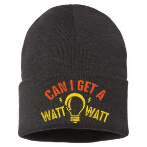 Can I Get A Watt Watt Funny Electrician Gift Sustainable Knit Beanie