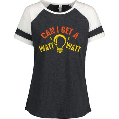 Can I Get A Watt Watt Funny Electrician Gift Enza Ladies Jersey Colorblock Tee