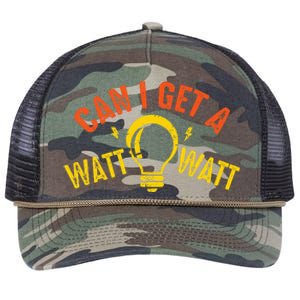 Can I Get A Watt Watt Funny Electrician Gift Retro Rope Trucker Hat Cap