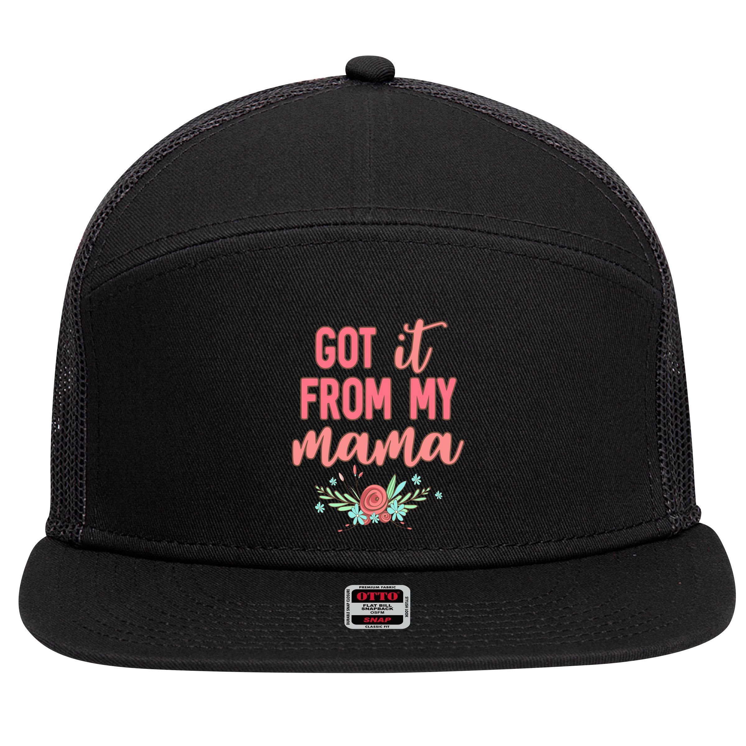 Cute I Got It From My Mama Botanical Wild Flowers Gift 7 Panel Mesh Trucker Snapback Hat