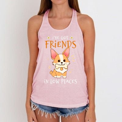 Corgi I've Got Friends In Low Places Pembroke Welsh Lover Gift Women's Knotted Racerback Tank