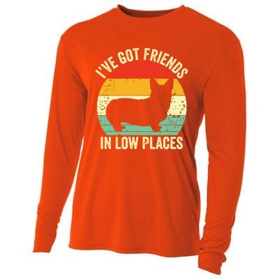 Corgi I've Got Friends In Low Places Pembroke Welsh Lover Te Gift Cooling Performance Long Sleeve Crew