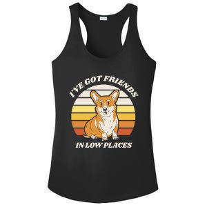 Corgi I've Got Friends In Low Places Retro Corgi Dog Lover Gift Ladies PosiCharge Competitor Racerback Tank