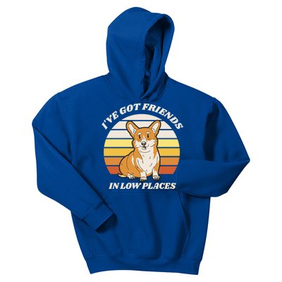 Corgi I've Got Friends In Low Places Retro Corgi Dog Lover Gift Kids Hoodie