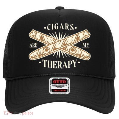Cigars Are My Therapy High Crown Mesh Back Trucker Hat