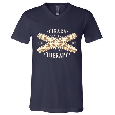 Cigars Are My Therapy V-Neck T-Shirt