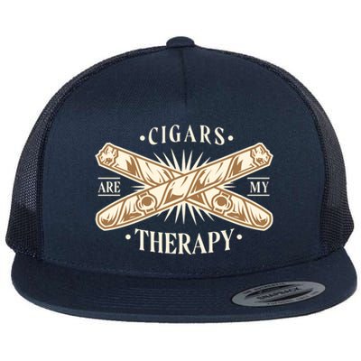 Cigars Are My Therapy Flat Bill Trucker Hat