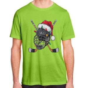 Christmas Ice Hockey Helmet Santa Xmas Adult ChromaSoft Performance T-Shirt