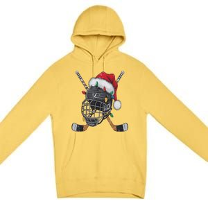 Christmas Ice Hockey Helmet Santa Xmas Premium Pullover Hoodie