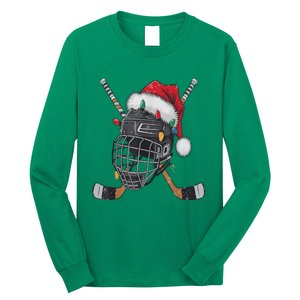 Christmas Ice Hockey Helmet Santa Xmas Long Sleeve Shirt