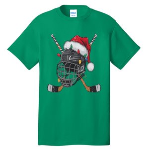 Christmas Ice Hockey Helmet Santa Xmas Tall T-Shirt