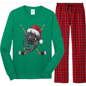 Christmas Ice Hockey Helmet Santa Xmas Long Sleeve Pajama Set