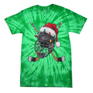 Christmas Ice Hockey Helmet Santa Xmas Tie-Dye T-Shirt