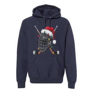 Christmas Ice Hockey Helmet Santa Xmas Premium Hoodie