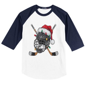 Christmas Ice Hockey Helmet Santa Xmas Baseball Sleeve Shirt