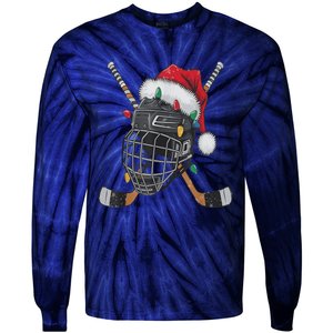 Christmas Ice Hockey Helmet Santa Xmas Tie-Dye Long Sleeve Shirt